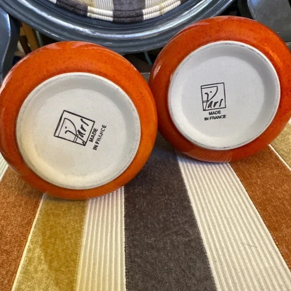 Jars Ceramistes France Pair of Small Orange Vases - Picture 8 of 10